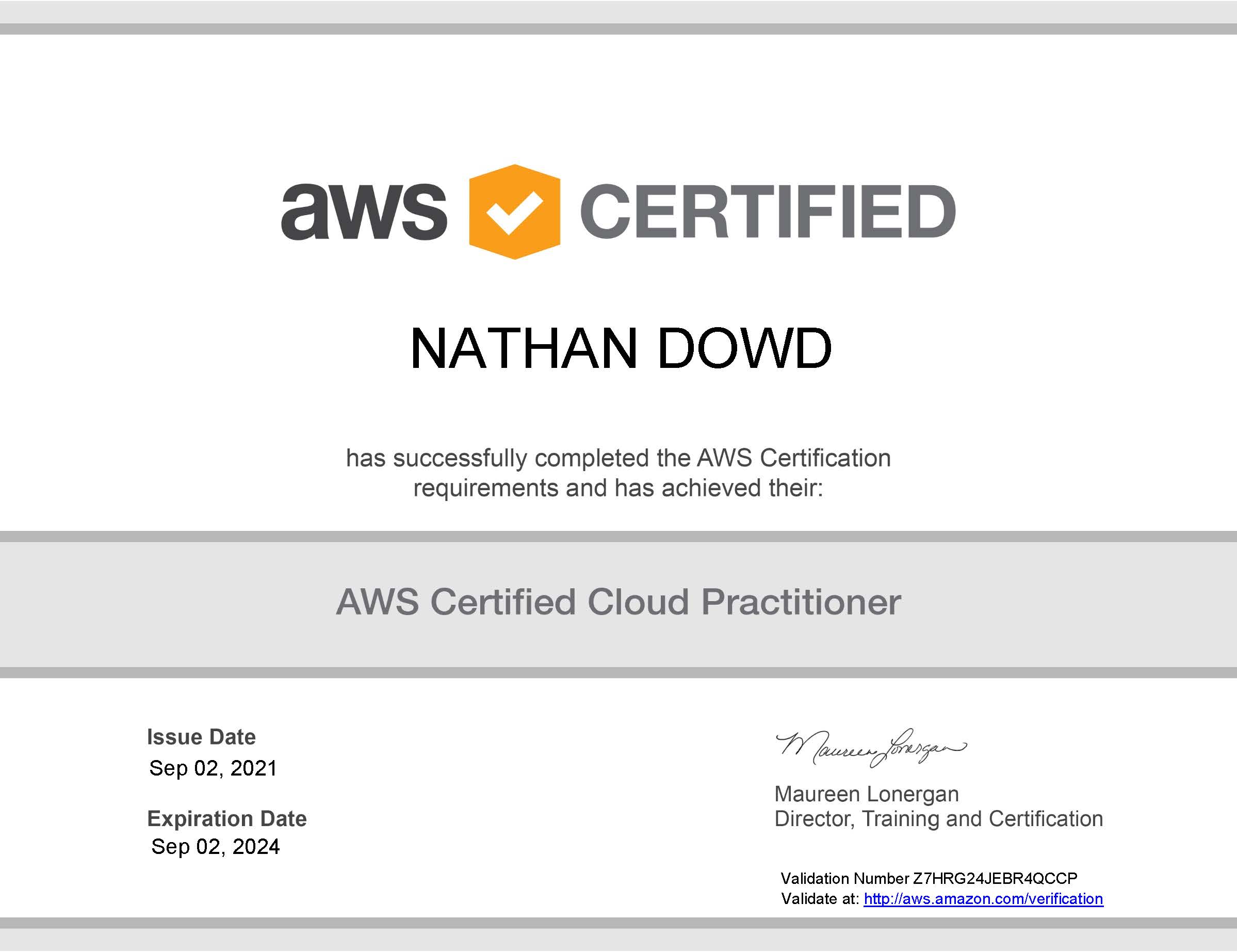 AWS Certified Cloud Practitioner nathandowd tech